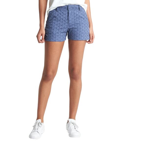 Gap Factory Women's Size 4 Blue Eyelet Lace Shorts 100% Cotton Pockets - Picture 4 of 7